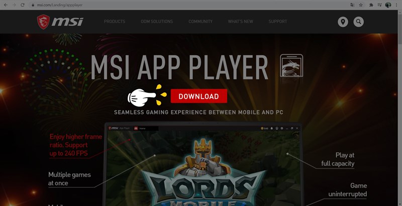 Truy cập vào trang chủ để tải MSI App Truy cập vào trang chủ để tải MSI App
