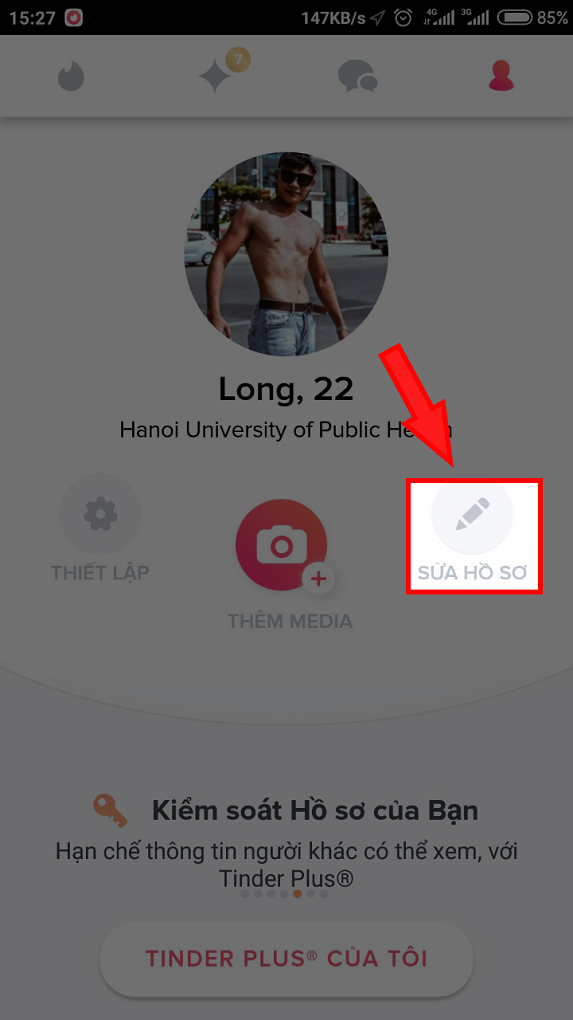 Chọn Sửa hồ sơ Chọn Sửa hồ sơ