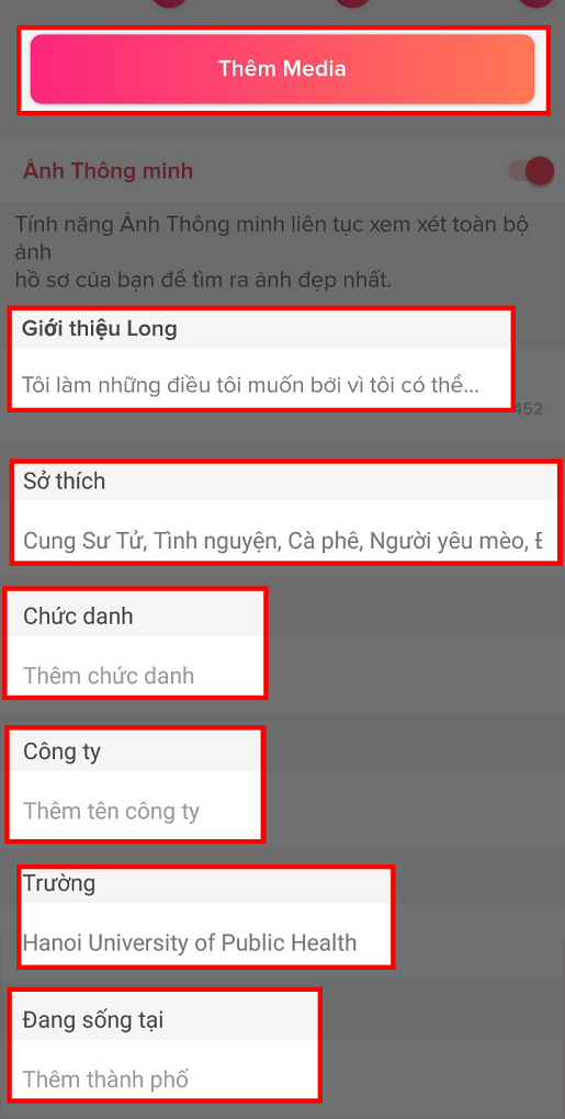 Chỉnh sửa hồ sơ thông tin cá nhân Chỉnh sửa hồ sơ thông tin cá nhân