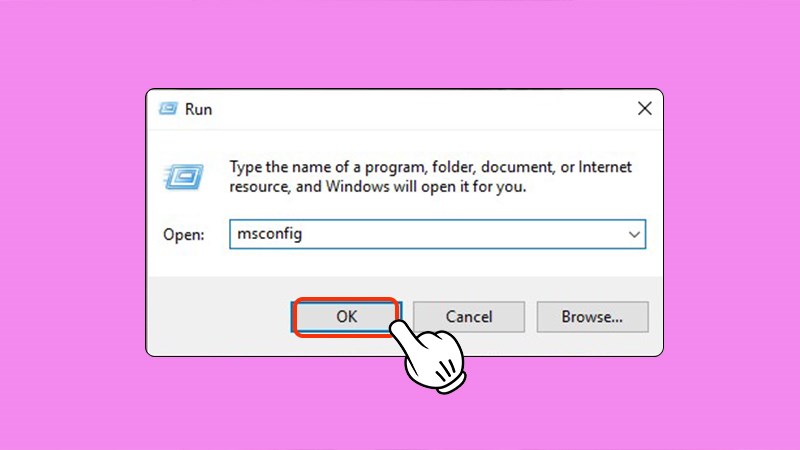 Mở hộp thoại Run sau đó nhập "msconfig" rồi nhấn OK. Mở hộp thoại Run sau đó nhập "msconfig" rồi nhấn OK.