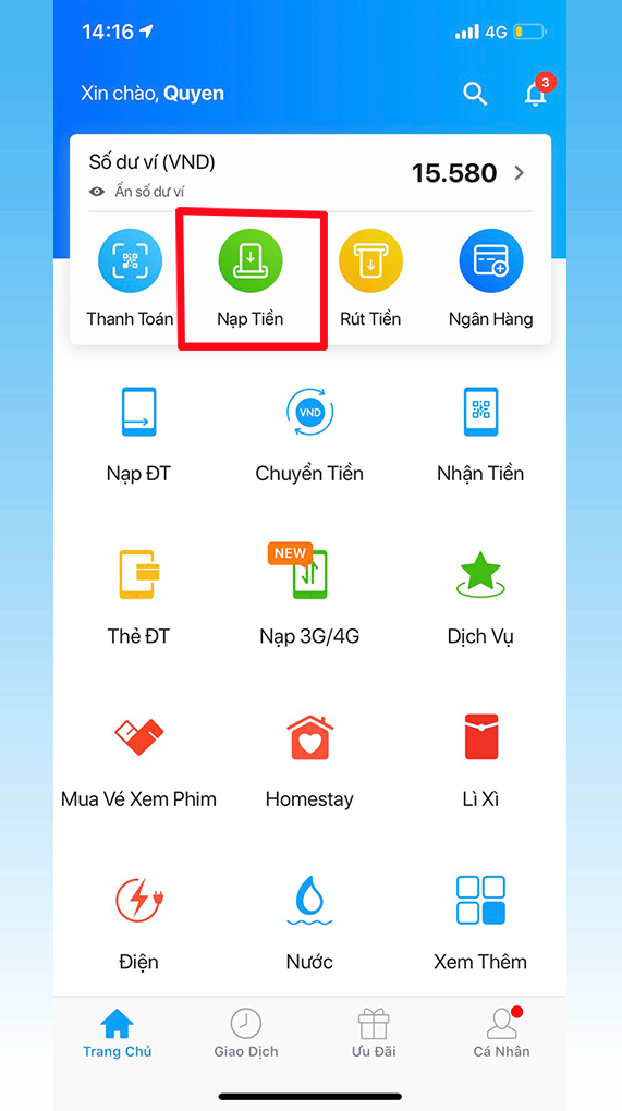 1-571x1020-1 Mở ZaloPay và chọn mục nạp tiền