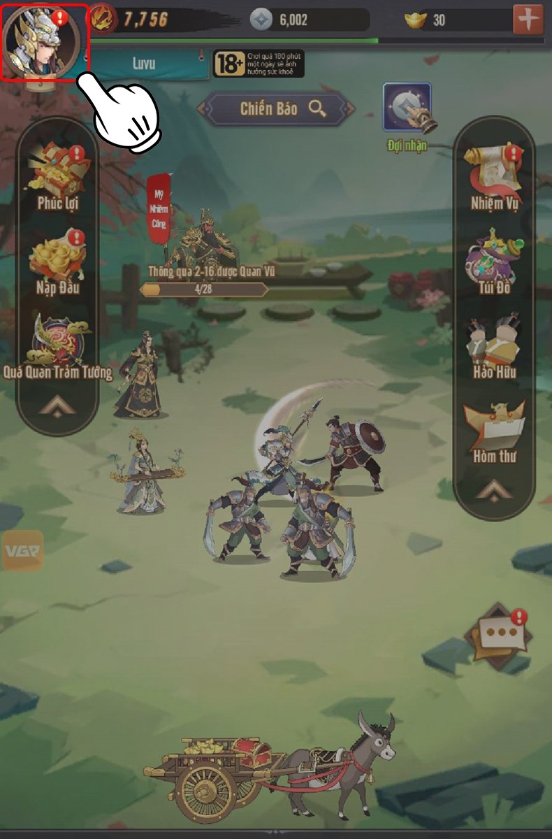 Nhấn vào Avatar Nhấn vào Avatar