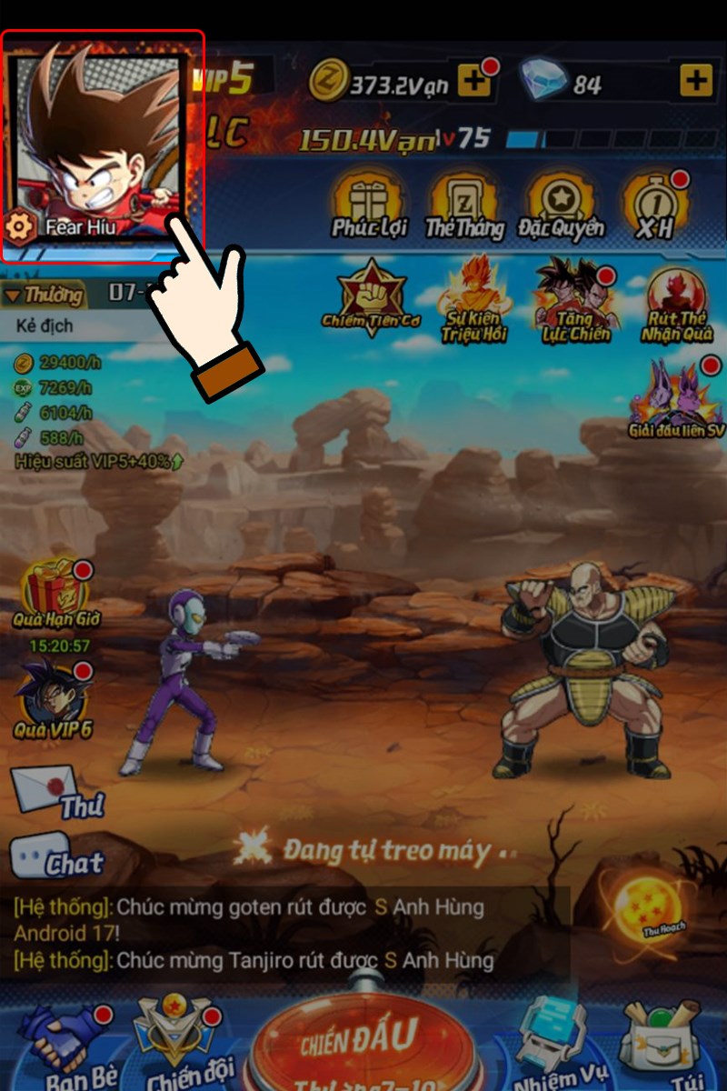 Vào game > Nhấn chọn Avatar Vào game > Nhấn chọn Avatar