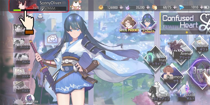 Vào game Illusion Connect > Nhấn chọn biểu tượng Avatar nhân vật Vào game Illusion Connect > Nhấn chọn biểu tượng Avatar nhân vật