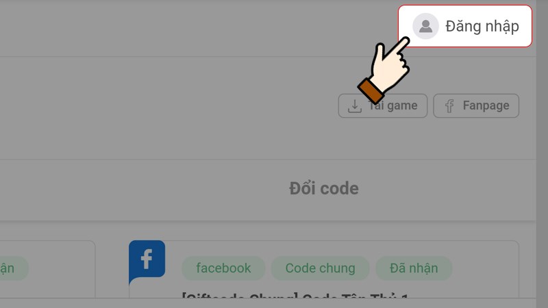 Nhấn chọn Đăng nhập trong trang nhập code Nhấn chọn Đăng nhập trong trang nhập code
