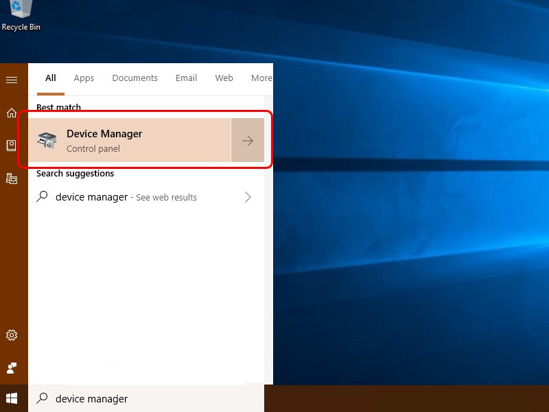 Tại khung tìm kiếm của Windows, bạn nhập "Device Manager". Tại khung tìm kiếm của Windows, bạn nhập "Device Manager".