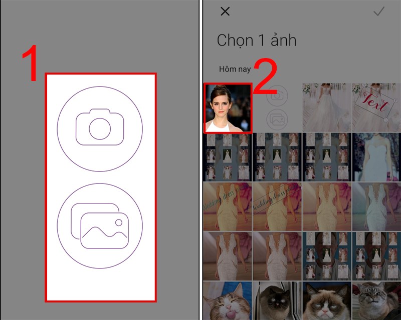 Chọn ảnh cần ghép Chọn ảnh cần ghép