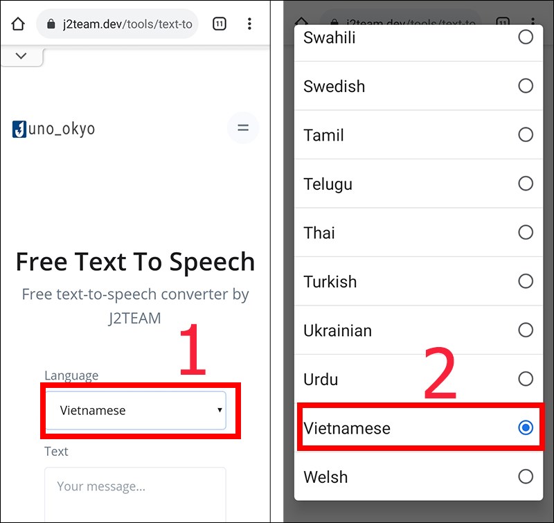 Chọn ngôn ngữ tại mục Language Chọn ngôn ngữ tại mục Language