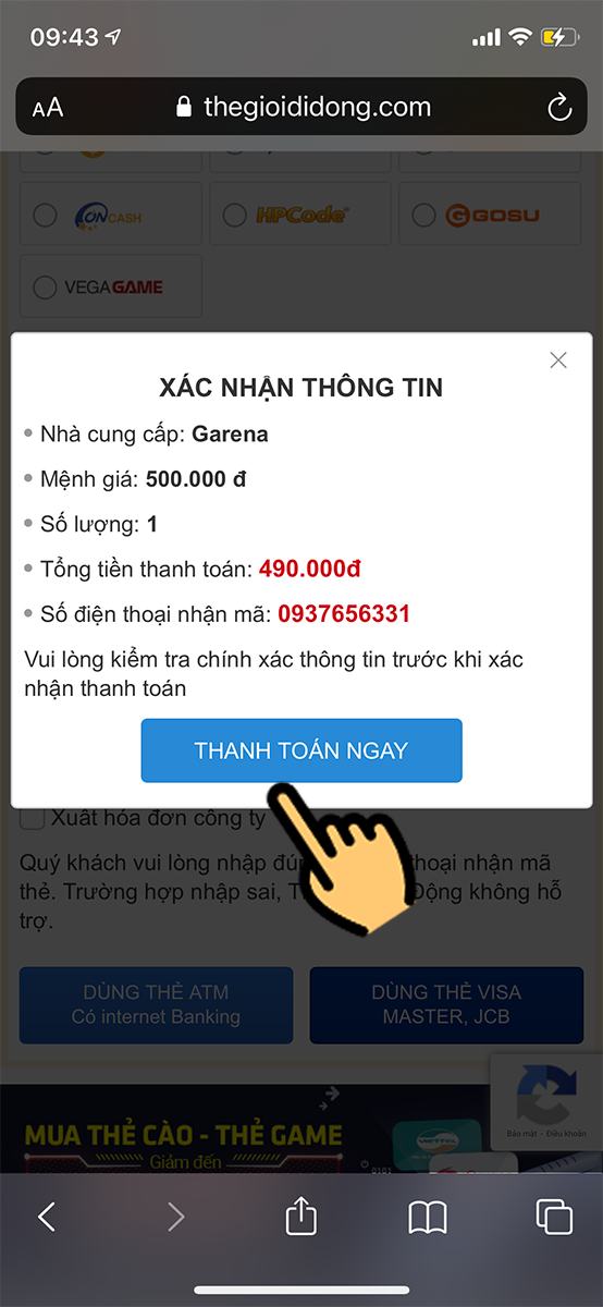Nhấn Thanh toán ngay Nhấn Thanh toán ngay