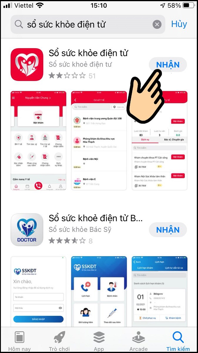 Vào Apple Store tải app Sổ sức khỏe điện tử Vào Apple Store tải app Sổ sức khỏe điện tử