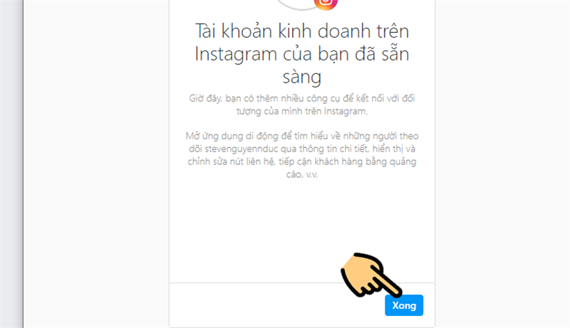 hoàn tất liên kết Instagram với Facebook Fanpage hoàn tất liên kết Instagram với Facebook Fanpage