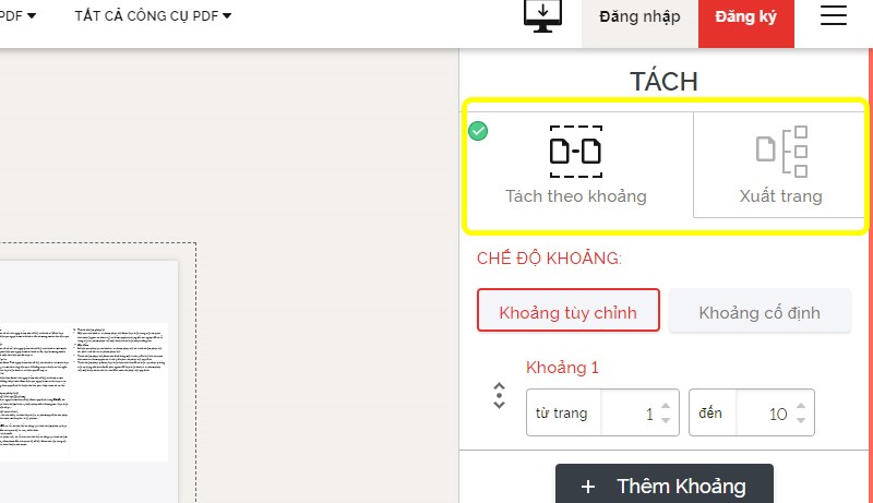 Có 2 lựa chọn để cắt file PDF Có 2 lựa chọn để cắt file PDF