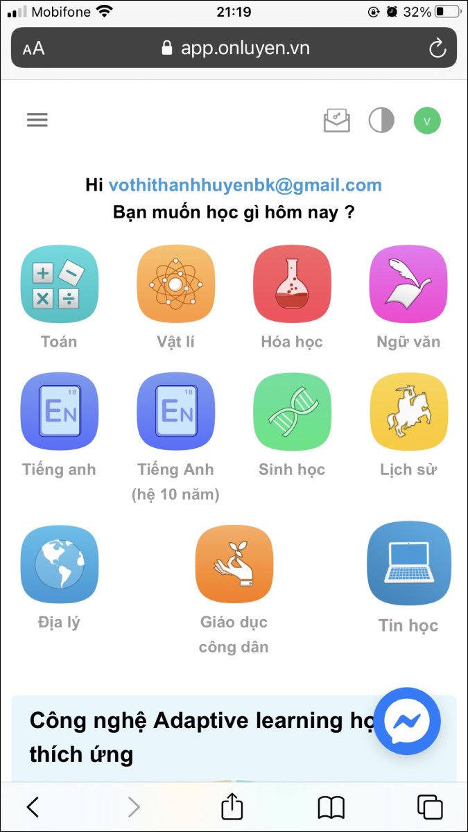 Đăng nhập tài khoản trên onluyen.vn thành công Đăng nhập tài khoản trên onluyen.vn thành công
