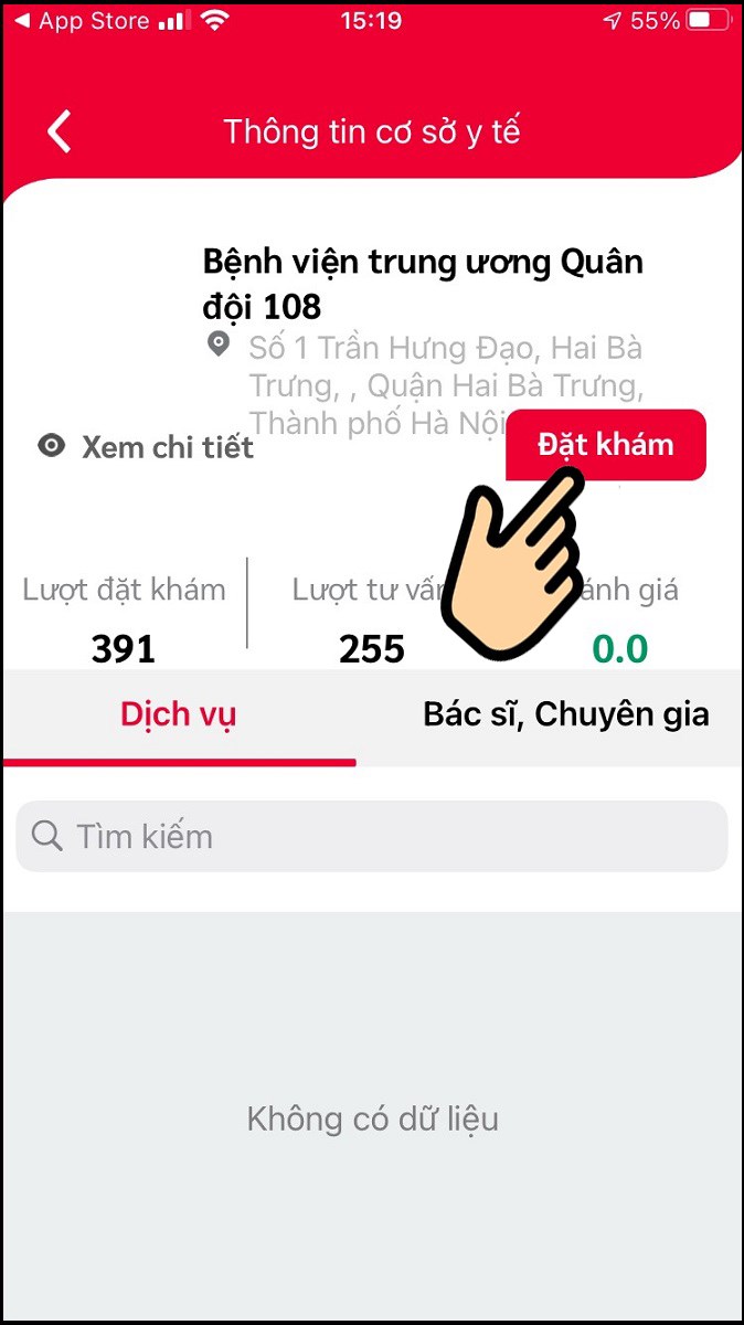 Bấm Đặt khám Bấm Đặt khám