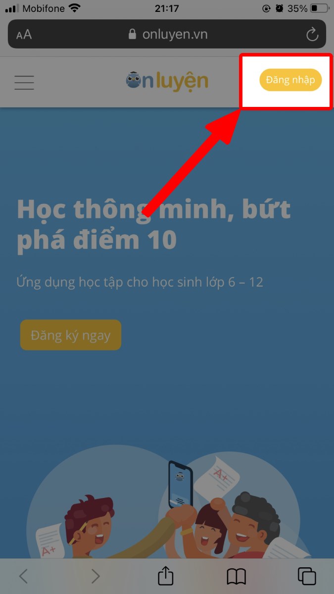 Nhấn vào nút Đăng nhập Nhấn vào nút Đăng nhập