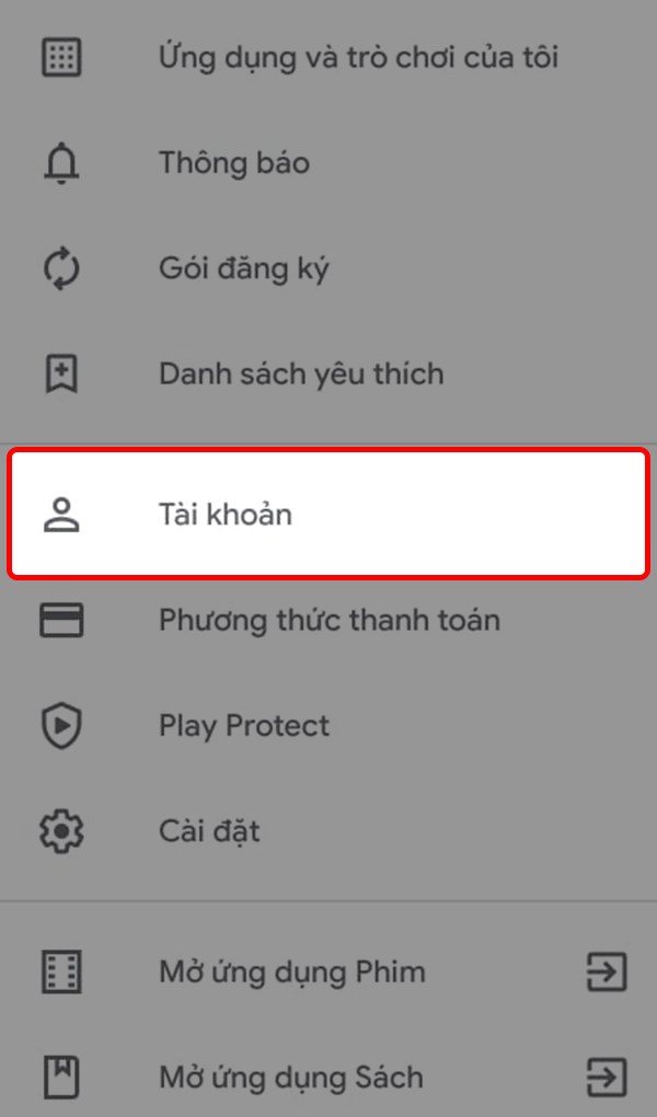 Trở về giao diện chính, chọn Tài khoản. Trở về giao diện chính, chọn Tài khoản.