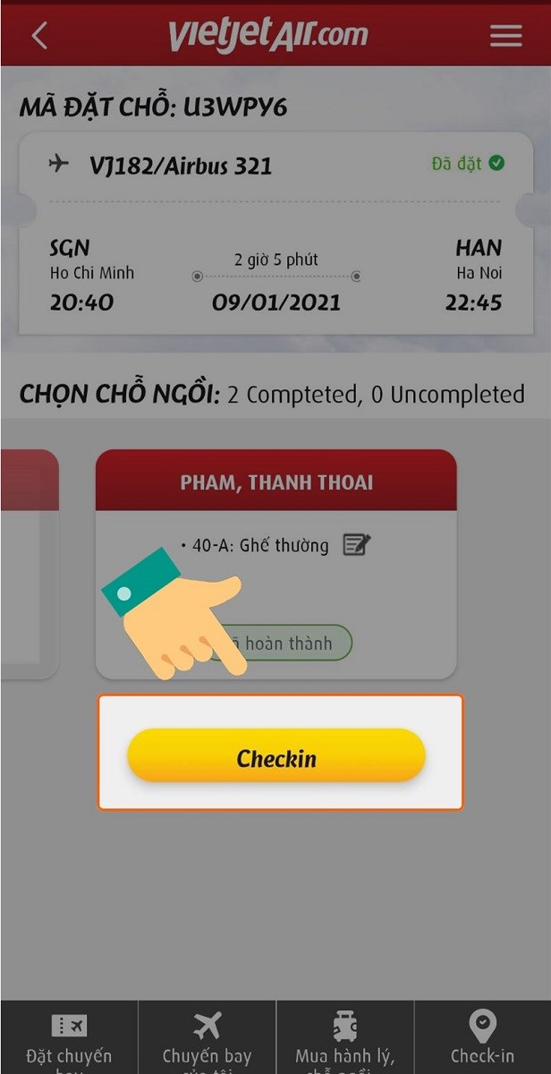 Nhấn chọn Checkin để xác nhận Nhấn chọn Checkin để xác nhận