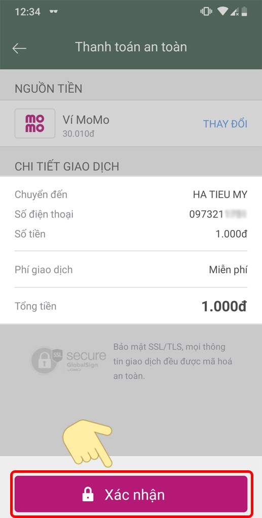 12a-517x1020-1 Bước 4: Kiểm tra lại chi tiết giao dịch và nếu đã đúng, chọn Xác nhận giao dịch.