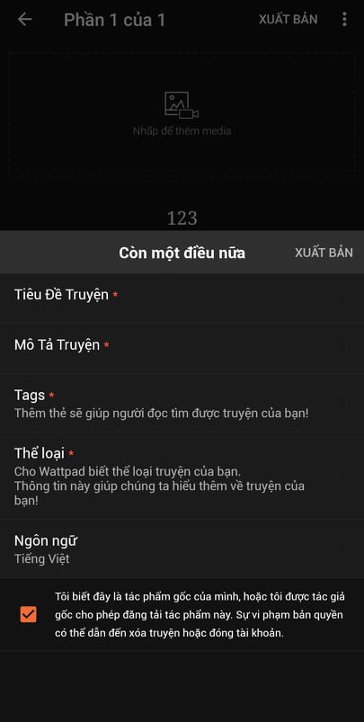 Đánh dấu xác nhận thông tin và xuất bản truyện đăng lên cho mọi người cùng đọc Đánh dấu xác nhận thông tin và xuất bản truyện đăng lên cho mọi người cùng đọc