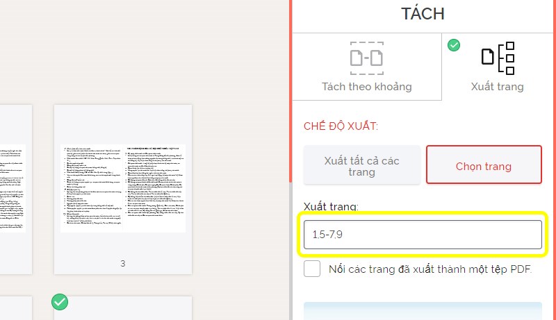 Cắt file với tùy chọn Chọn trang Cắt file với tùy chọn Chọn trang