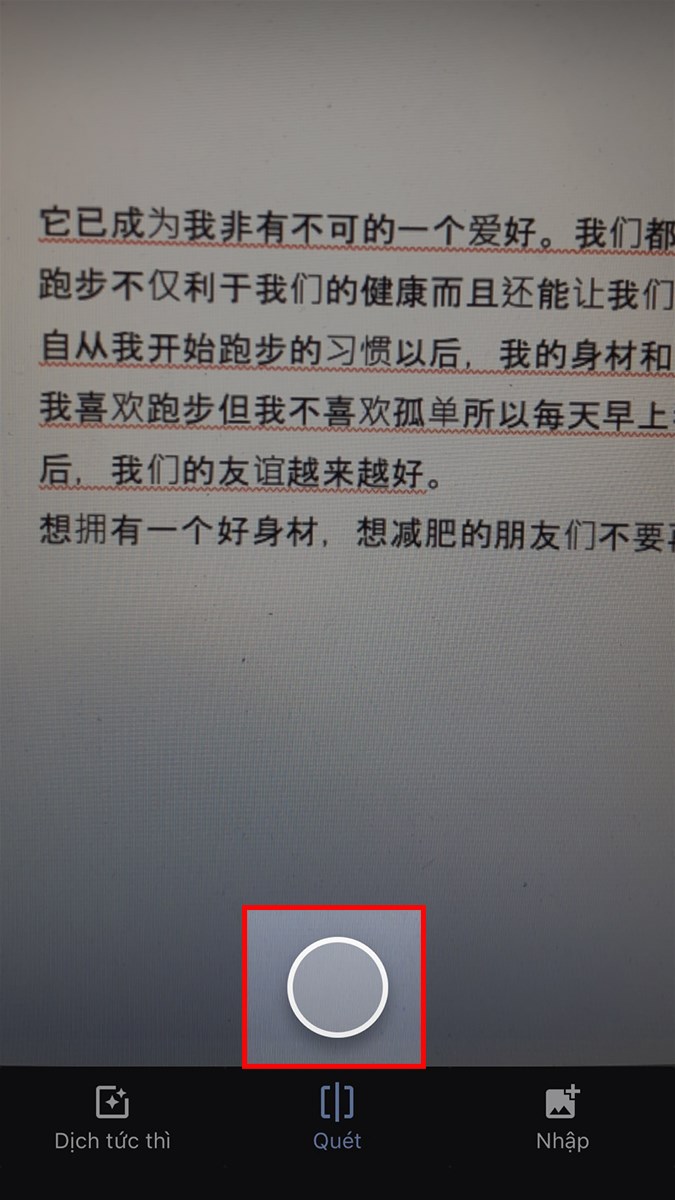 Nhấn vào biểu tượng chụp ảnh và chờ quá trình quét hoàn tất Nhấn vào biểu tượng chụp ảnh và chờ quá trình quét hoàn tất