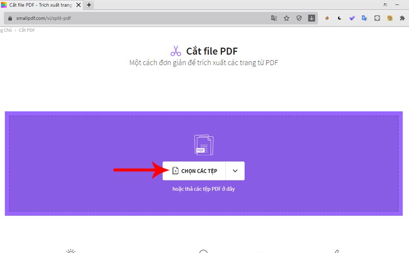 Tải file PDF cần cắt lên từ máy tính Tải file PDF cần cắt lên từ máy tính