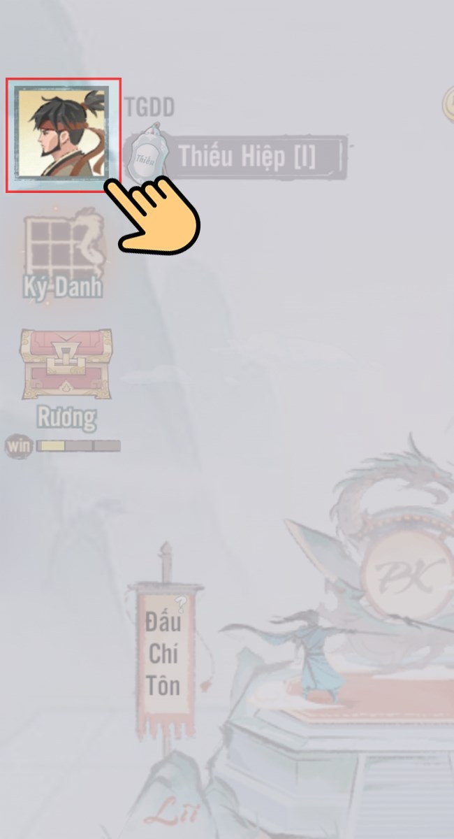 Vào game Cờ Võ Hiệp sau đó bạn nhấp vào Avatar nhân vật bên trên góc trái màn hình. Vào game Cờ Võ Hiệp sau đó bạn nhấp vào Avatar nhân vật bên trên góc trái màn hình.