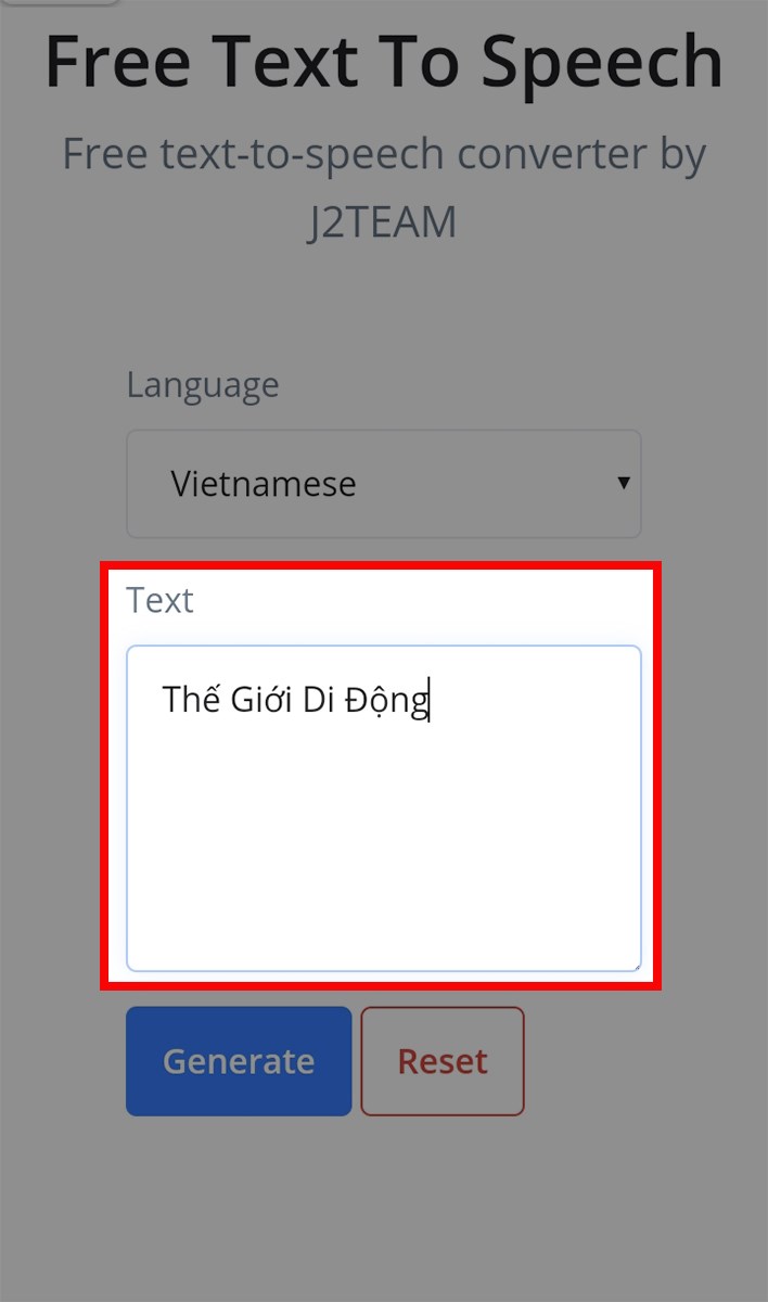 Nhập nội dung tại ô Text Nhập nội dung tại ô Text