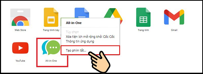 Chọn All-in-One ấn chuột phải Chọn All-in-One ấn chuột phải