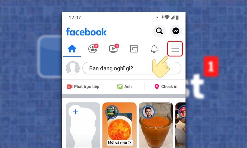 2-800x480-5 Bước 1: Các bạn truy cập vào Facebook, chọn biểu tượng ba gạch ngang bên phải.