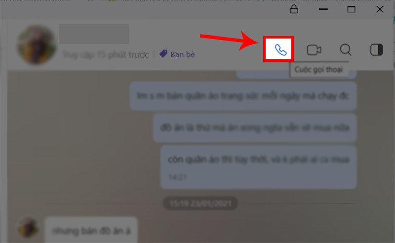Thực hiện gọi điện trên Zalo Thực hiện gọi điện trên Zalo