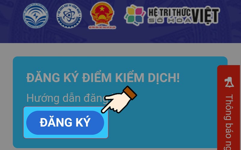 Nhấn chọn Đăng ký ở mục Đăng ký điểm kiểm dịch Nhấn chọn Đăng ký ở mục Đăng ký điểm kiểm dịch
