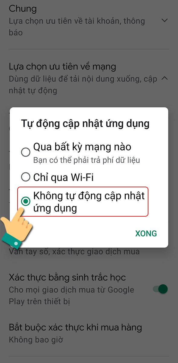 Tắt tính năng cập nhật Tắt tính năng cập nhật