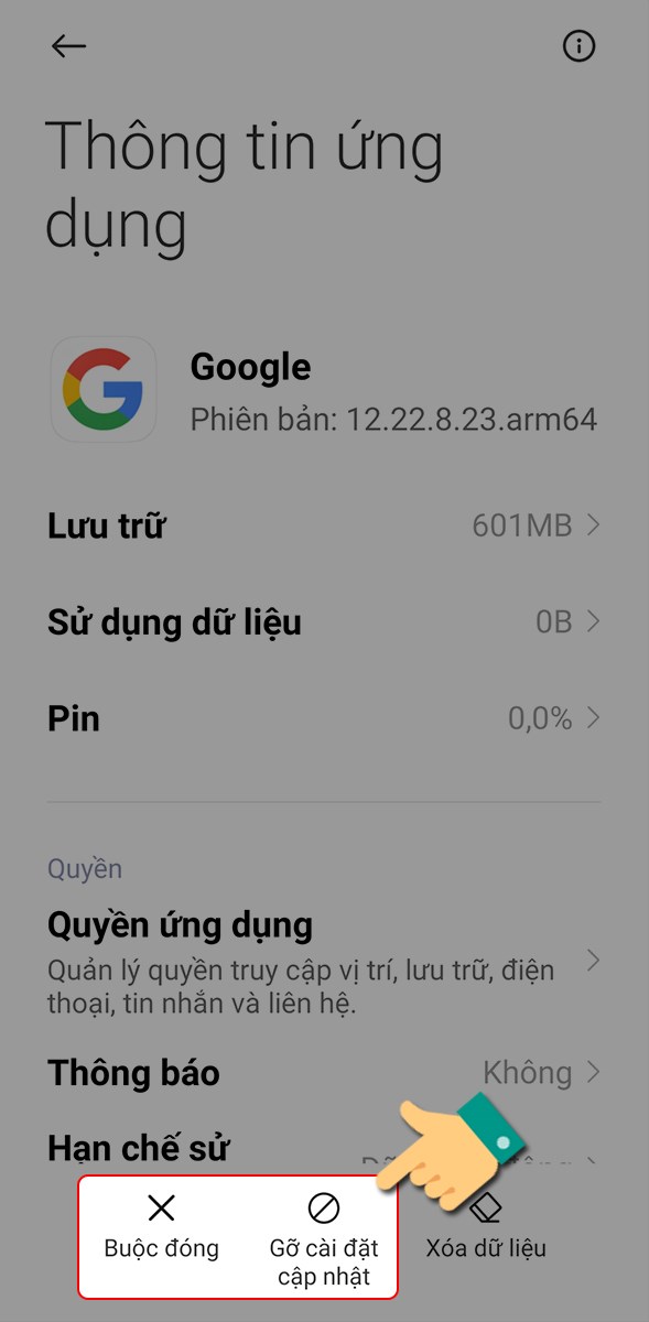 Buộc dừng ứng dụng Buộc dừng ứng dụng