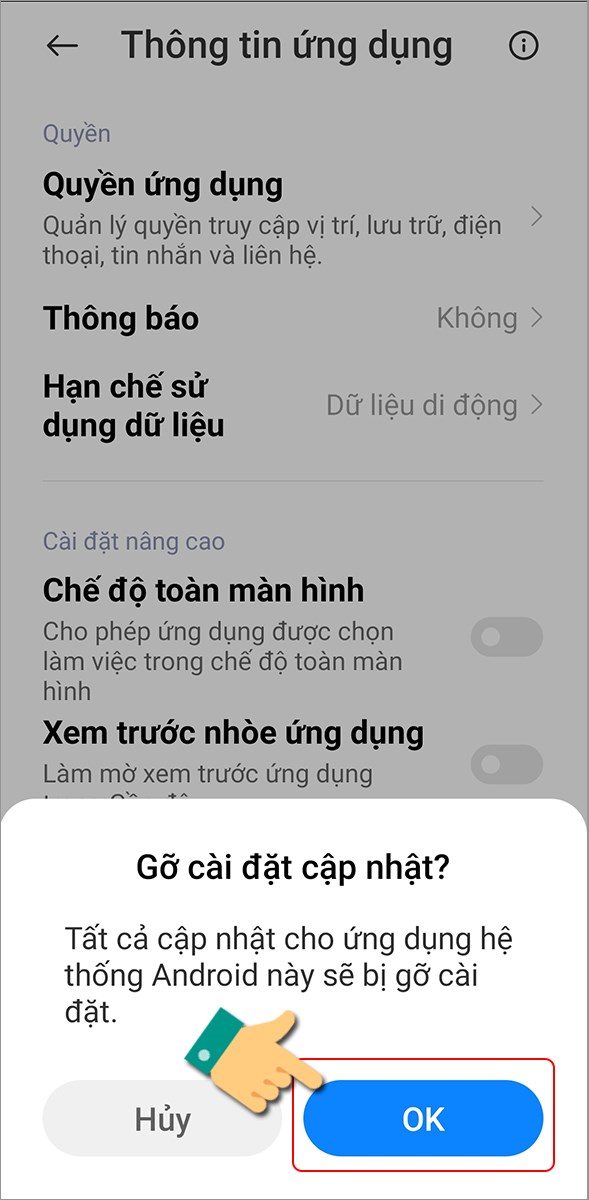 Đồng ý thao tác Đồng ý thao tác
