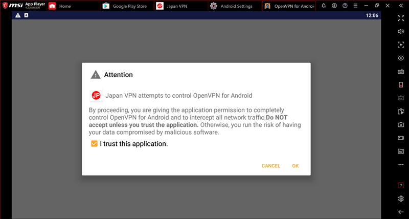 Tích vào ô "I trust this application" và nhấn OK Tích vào ô "I trust this application" và nhấn OK