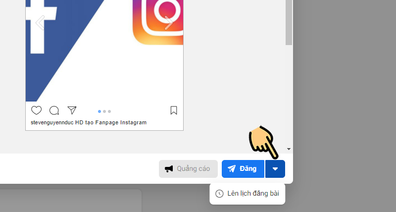 Click vào Lên lịch đăng bài để hẹn giờ đăng Click vào Lên lịch đăng bài để hẹn giờ đăng