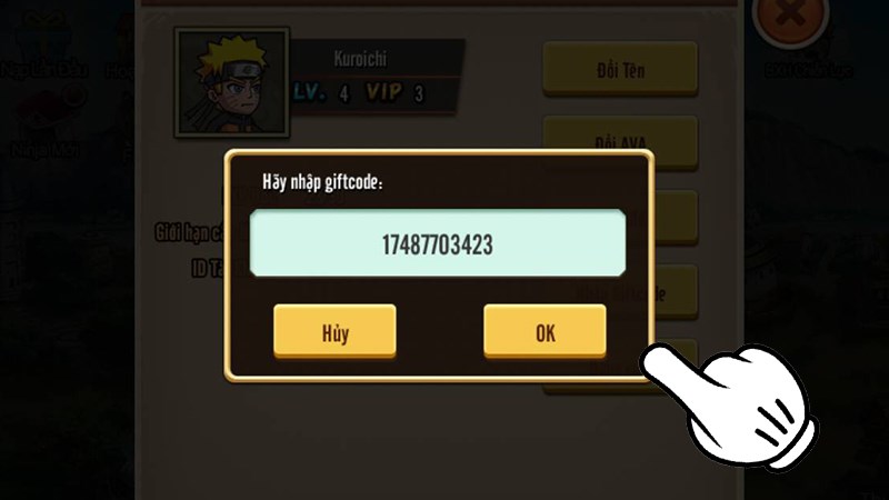 Nhập code và nhấn OK Nhập code và nhấn OK
