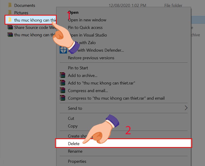 Bấm chuột phải vào file gốc chọn Delete. Bấm chuột phải vào file gốc chọn Delete.