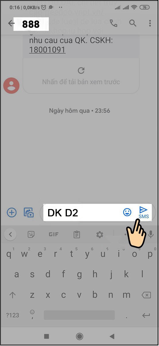 Ấn gửi có biểu tượng hình mũi tên SMS Ấn gửi có biểu tượng hình mũi tên SMS