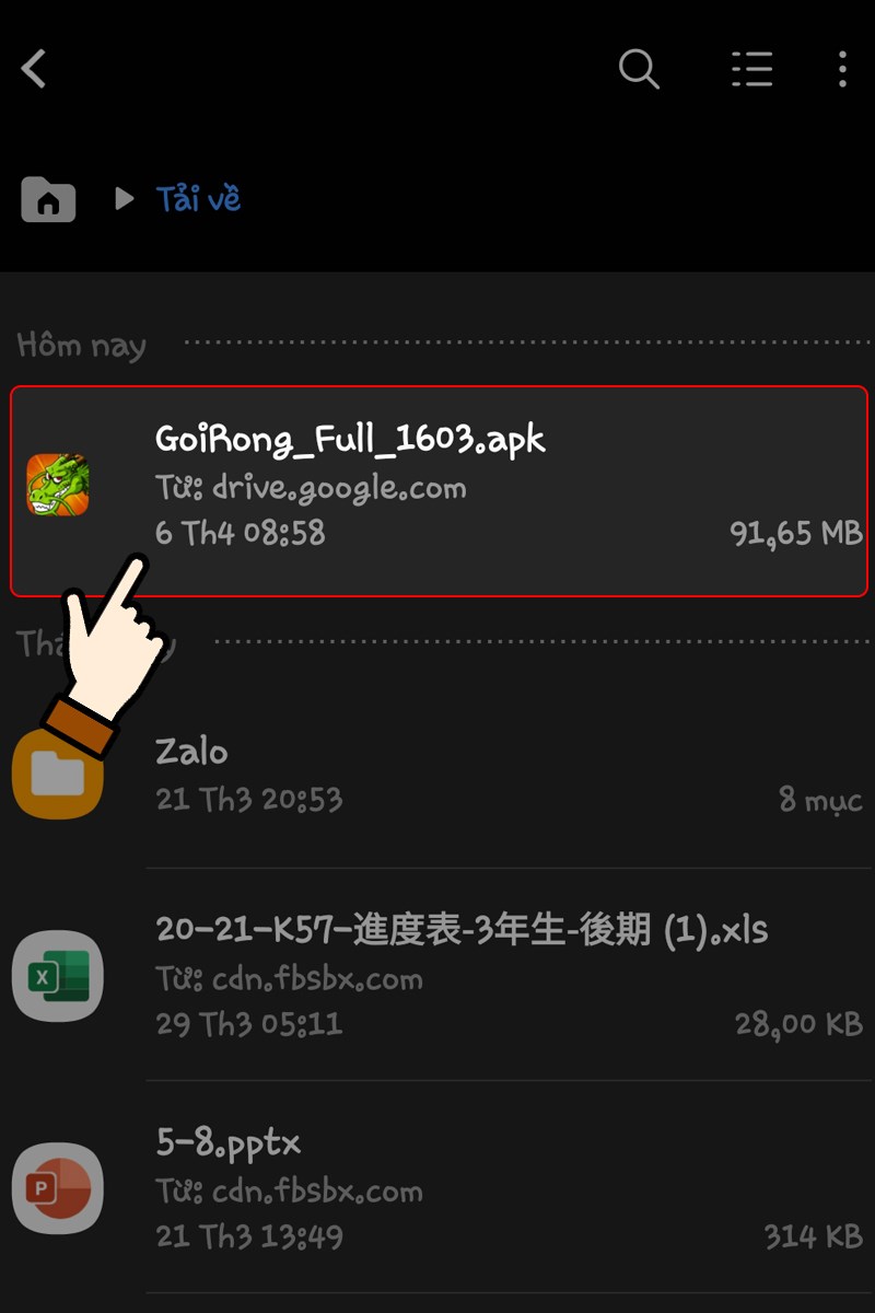 Chọn file GoiRong_Full_1603.apk Chọn file GoiRong_Full_1603.apk