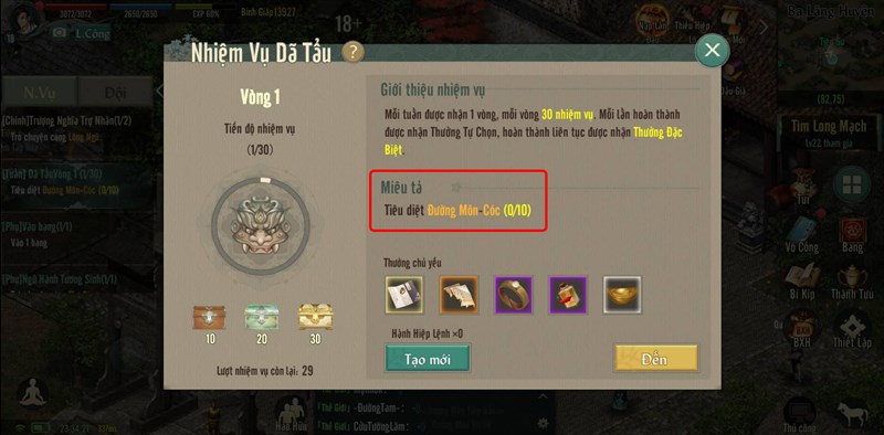 Giao diện theo dõi Nhiệm Vụ Dã Tẩu Giao diện theo dõi Nhiệm Vụ Dã Tẩu