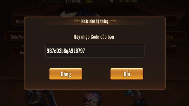 Bước 3: Nhập code và nhấn Đổi. Bước 3: Nhập code và nhấn Đổi.