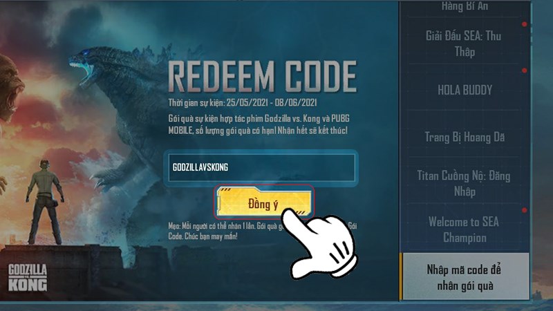 Nhập code và nhấn Đồng ý Nhập code và nhấn Đồng ý