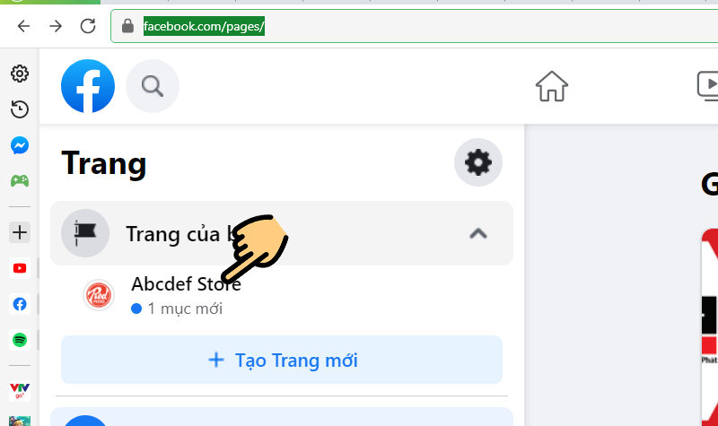Click vào trang Fanpage của bạn Click vào trang Fanpage của bạn