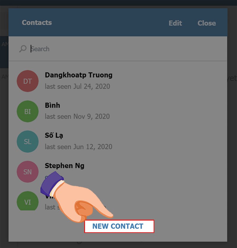 Chọn NEW CONTACT. Chọn NEW CONTACT.