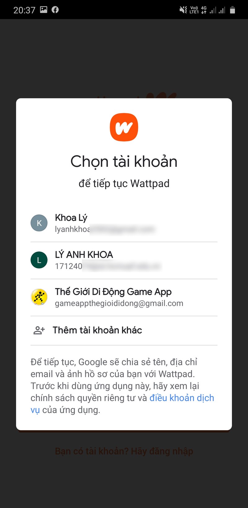 3-cach-dang-ky-tai-khoan-wattpad-tren-dien-thoai-may-tinh17-800x1635-1 Bước 3: Tiếp theo, chọn tài khoản Gmail bạn muốn tạo