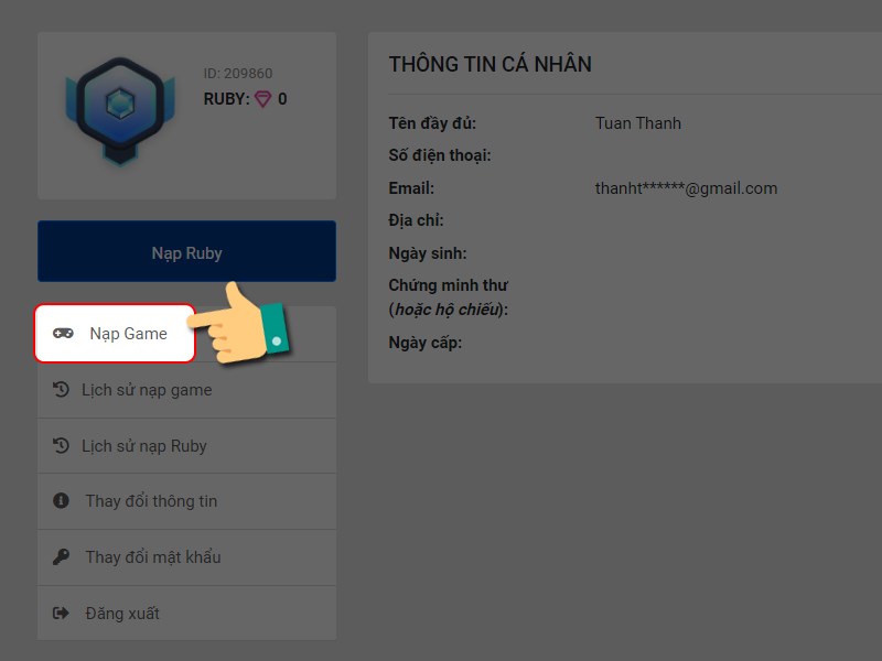 Chọn nạp game Chọn nạp game