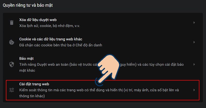 3-cach-tat-thong-bao-facebook-tren-may-tinh-don-gian-de-dang6-800x420-1 Chọn Cài đặt trang web.