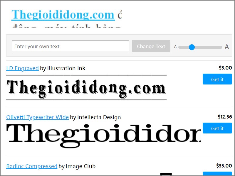 Các font chữ gợi ý Các font chữ gợi ý